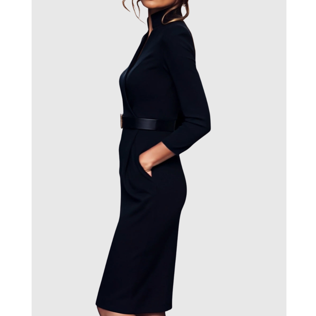 Women's V-Neck Work Dress | Midi