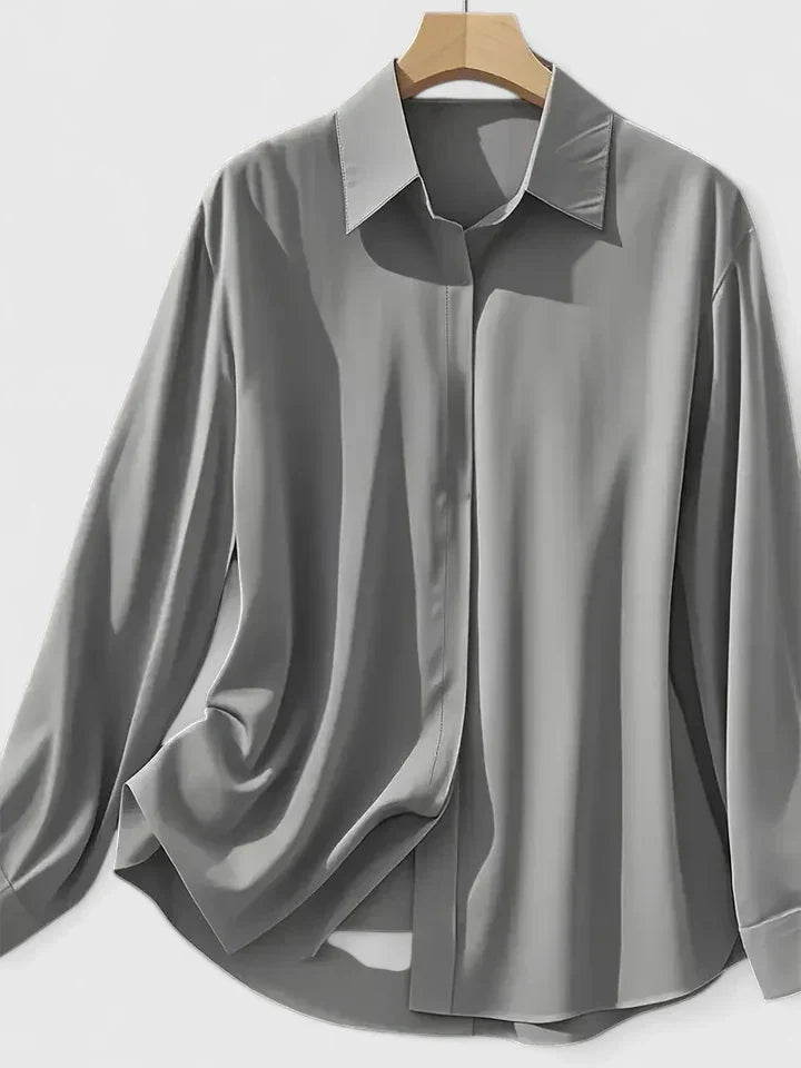 Women's Elegant Collared Work Blouse | Long Sleeve