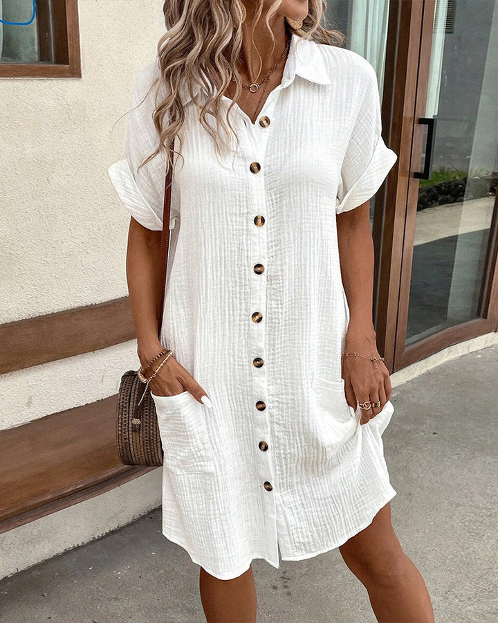 Women's Summer Loose Button-Up Shirt Dress | Mini