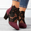Women's Elegant Floral Heeled Ankle Boots | Orthopedic