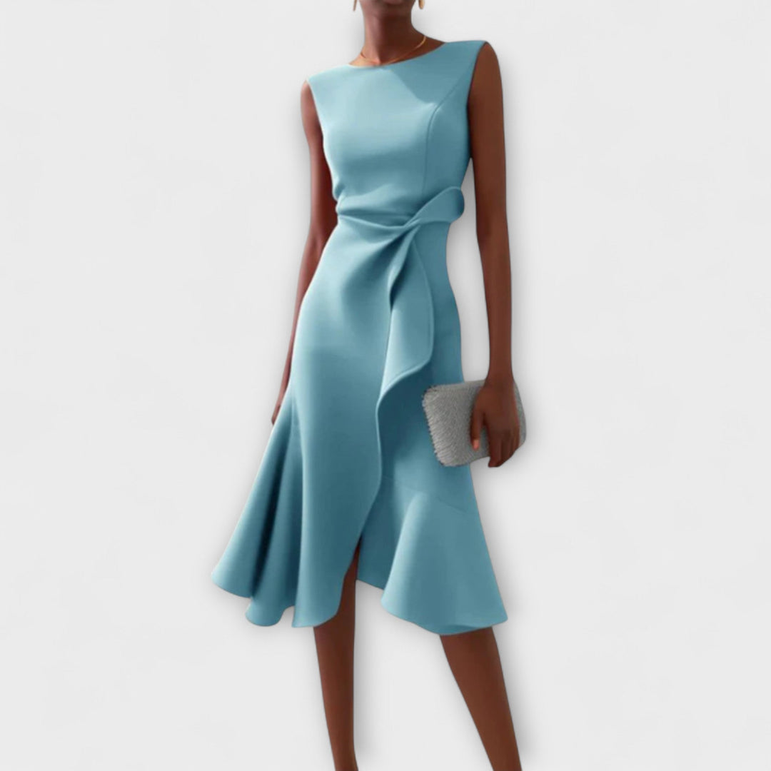 Women's Formal Draped Asymmetric Dress | Midi