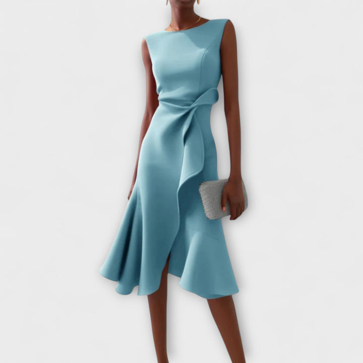 Women's Formal Draped Asymmetric Dress | Midi