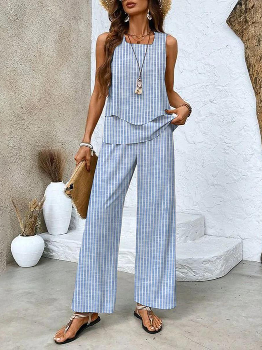 Women's Chique Summer Tank Top and Trouser Set | Two Piece