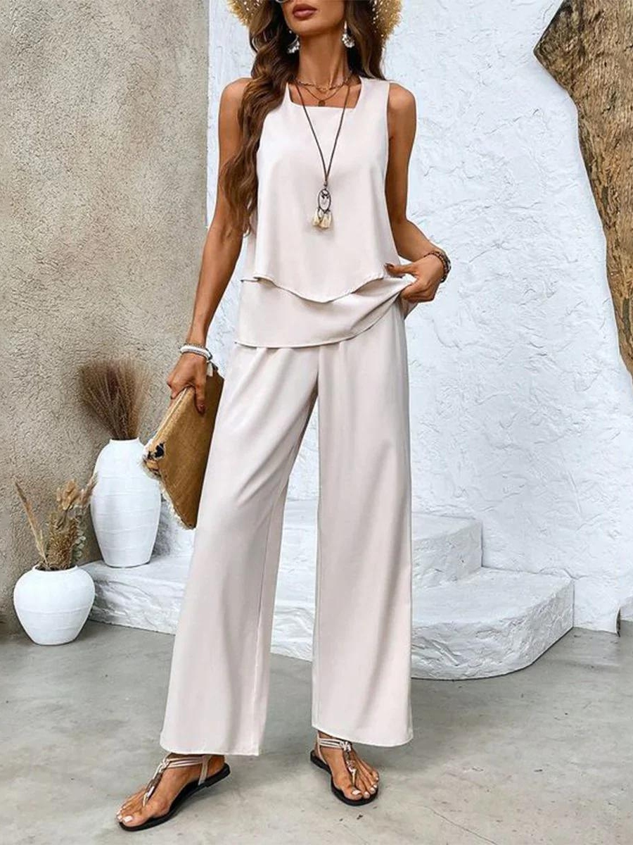 Women's Chique Summer Tank Top and Trouser Set | Two Piece