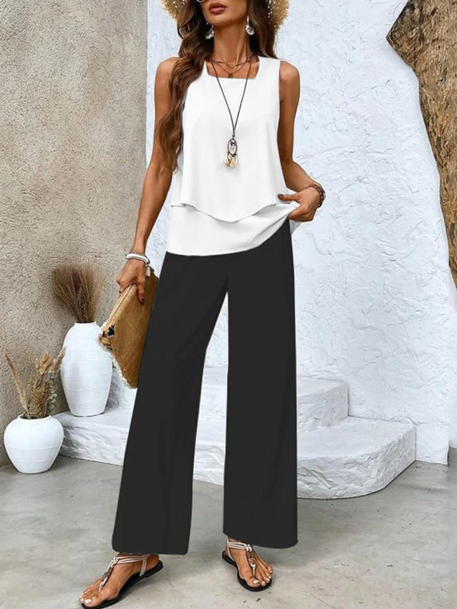 Women's Chique Summer Tank Top and Trouser Set | Two Piece