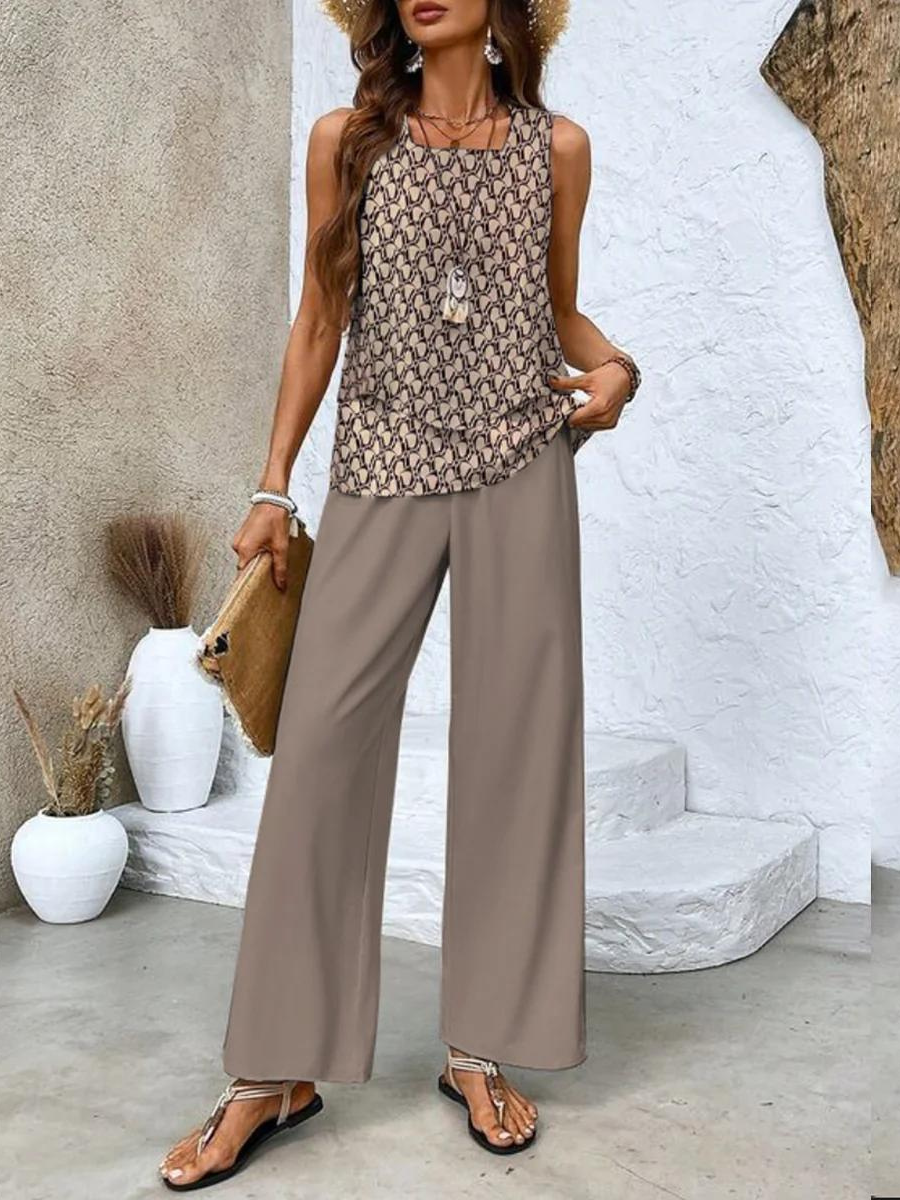Women's Chique Summer Tank Top and Trouser Set | Two Piece