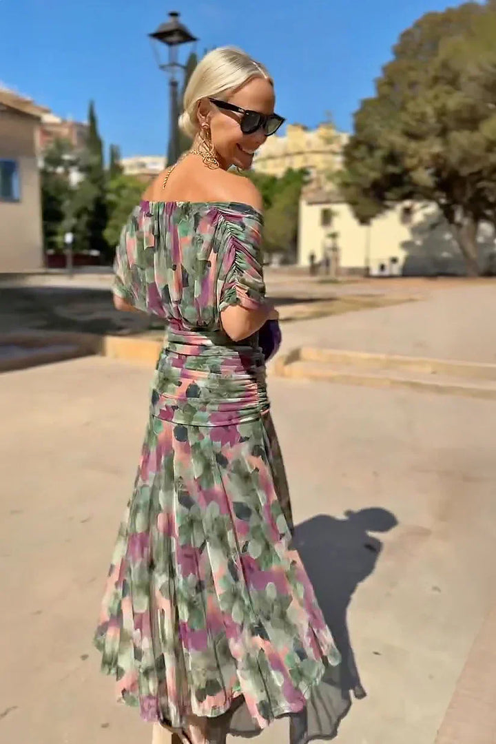 Women's Cocktail Off Shoulder Floral Dress | Maxi