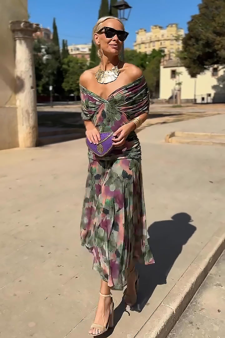 Women's Cocktail Off Shoulder Floral Dress | Maxi