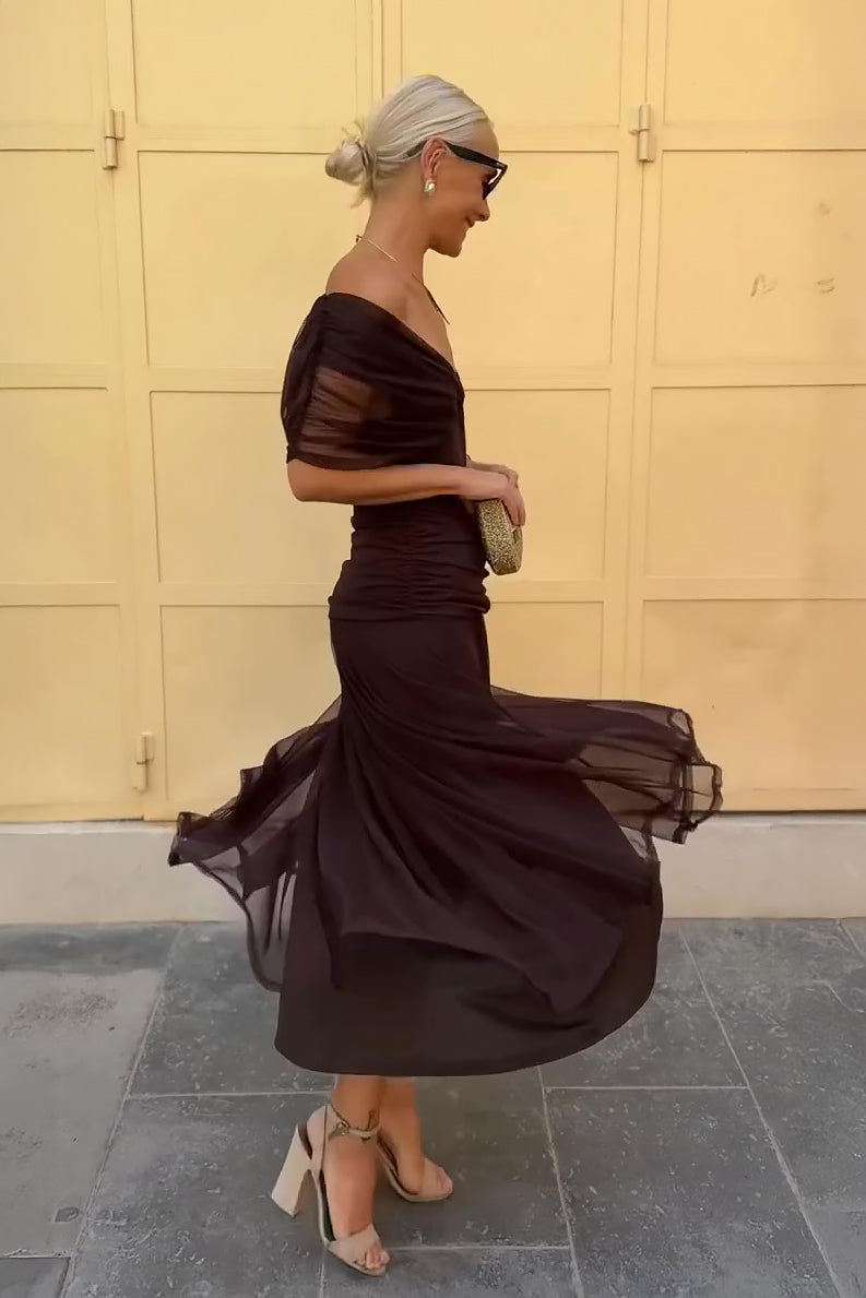Women's Cocktail Off Shoulder Floral Dress | Maxi