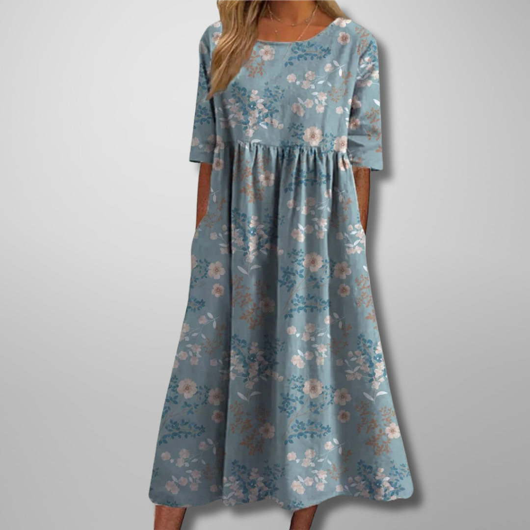 Women's Relaxed Fit Spring Floral Dress | Midi