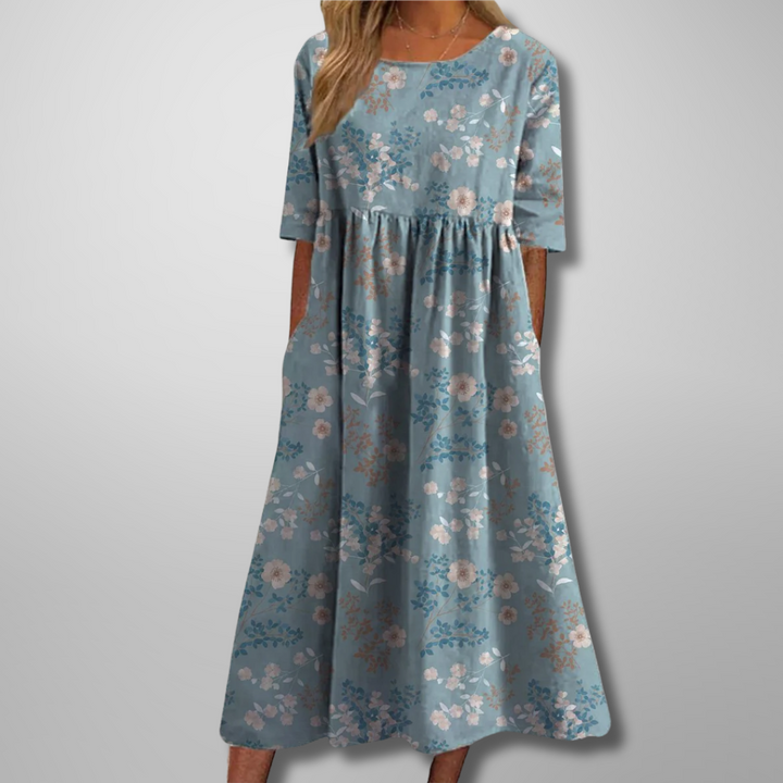 Women's Relaxed Fit Spring Floral Dress | Midi