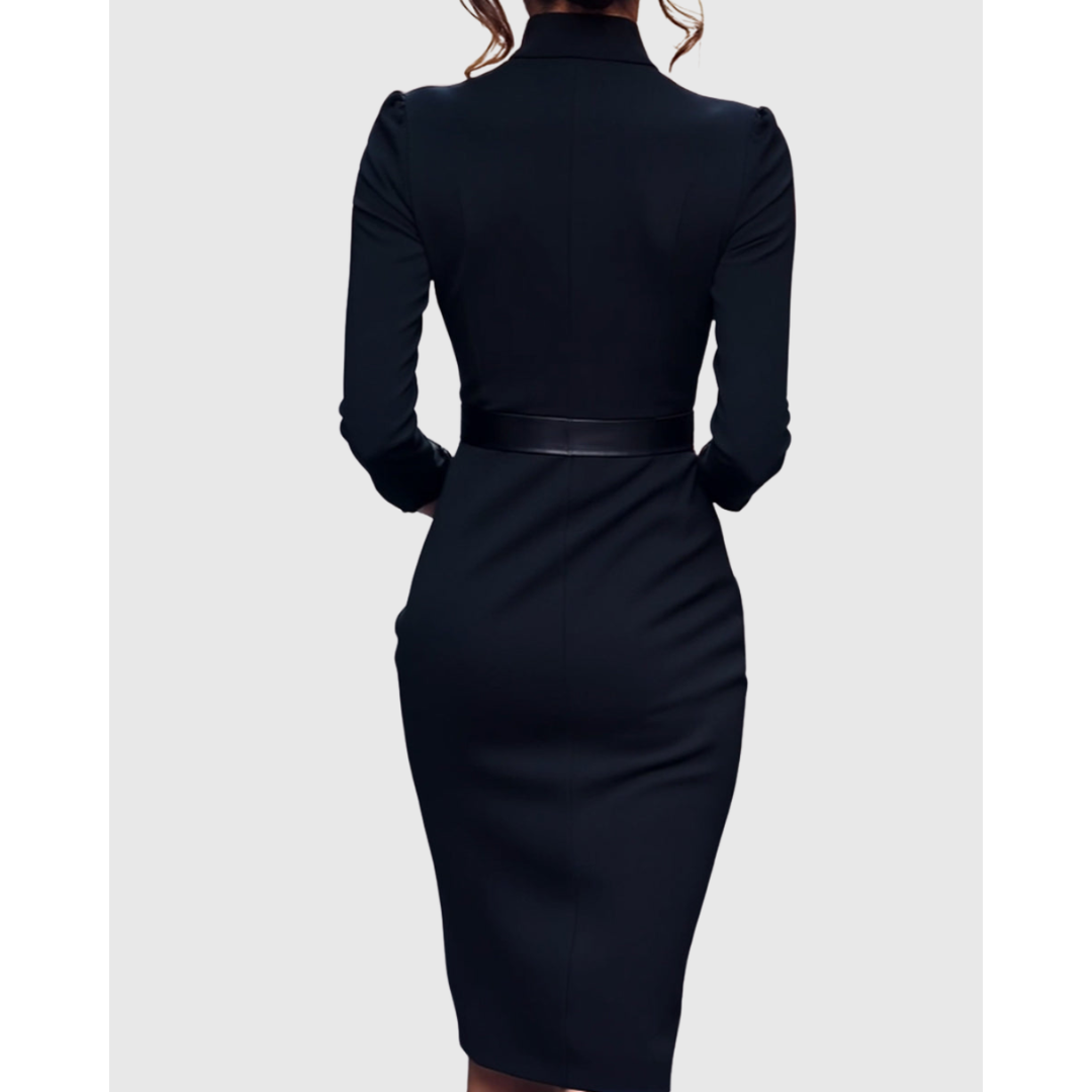Women's V-Neck Work Dress | Midi