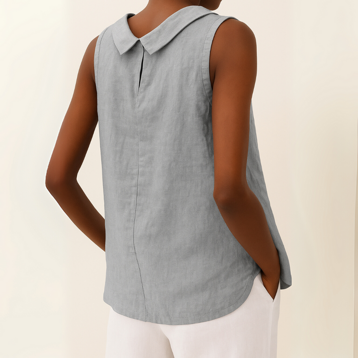 Women's Summer Casual Rolled Collar Top | Sleeveless