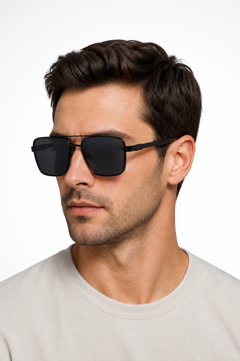 Men's Aviator Square Sunglasses with Gold Metal Frame and Gradient Lens | Polarized