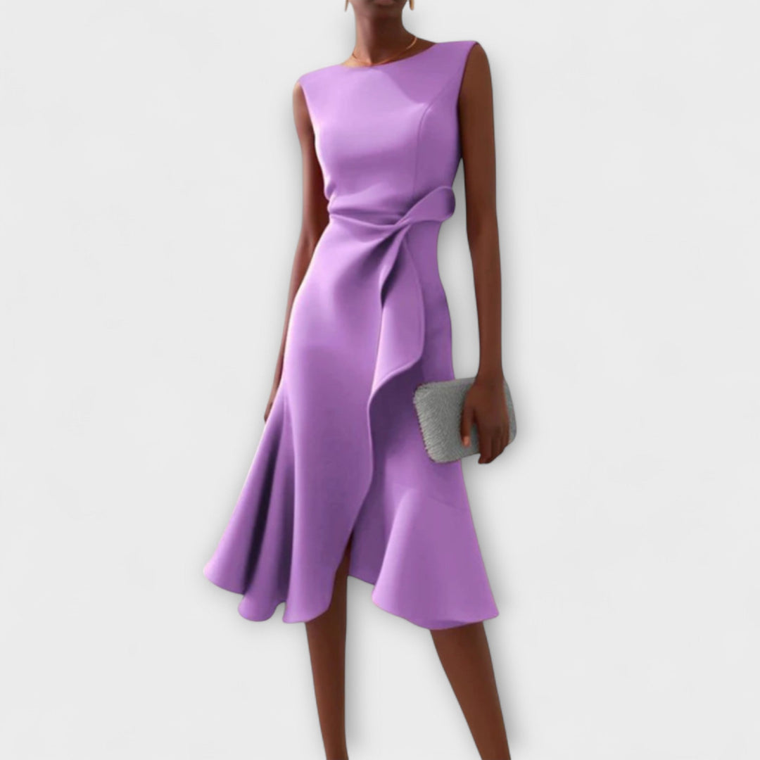 Women's Formal Draped Asymmetric Dress | Midi