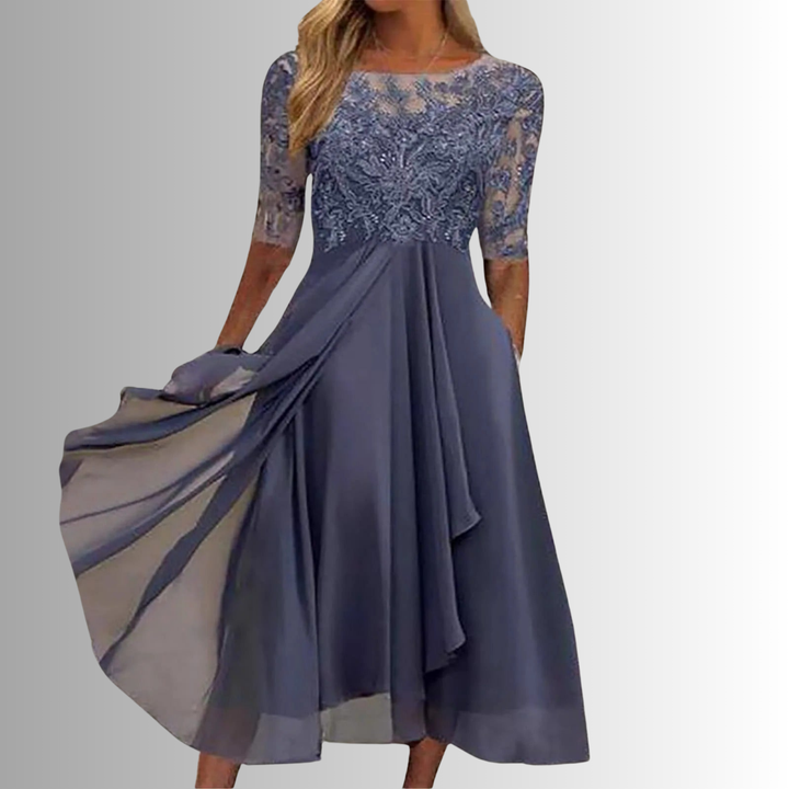 Women's Elegant Formal A-Line Layered Dress | Midi