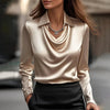 Women's Elegant Draped Cowl Neck Work Blouse | Long Sleeves