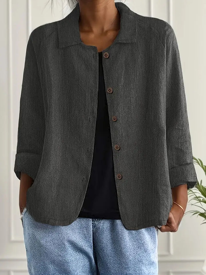 Women's Casual Relaxed Fit Button-Up Shirt Blouse | Long Sleeves