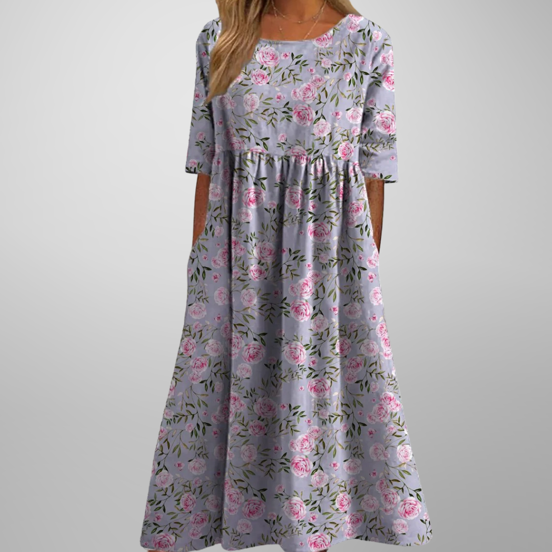 Women's Relaxed Fit Spring Floral Dress | Midi
