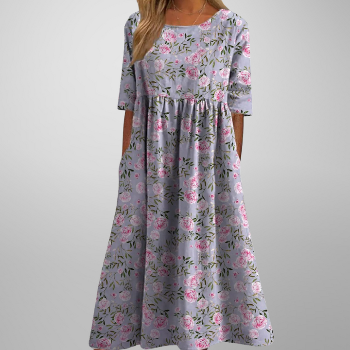 Women's Relaxed Fit Spring Floral Dress | Midi