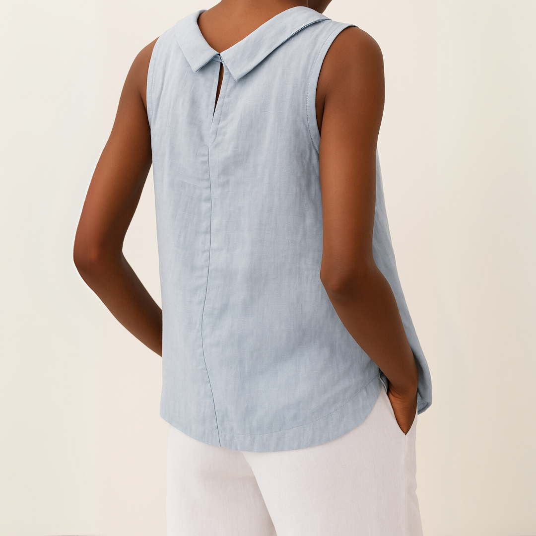 Women's Summer Casual Rolled Collar Top | Sleeveless