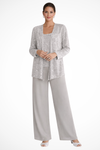 Women's Party Jacket and Top and Wide Leg Trouser | Three Piece