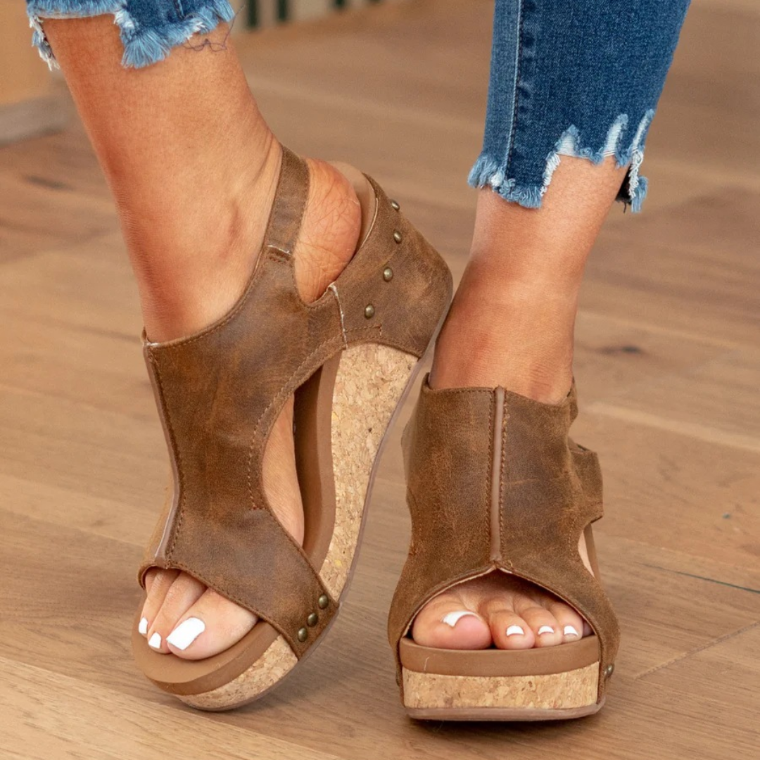 Women's Casual Ankle Strap Hook and Loop Wedge Sandals | Orthopedic