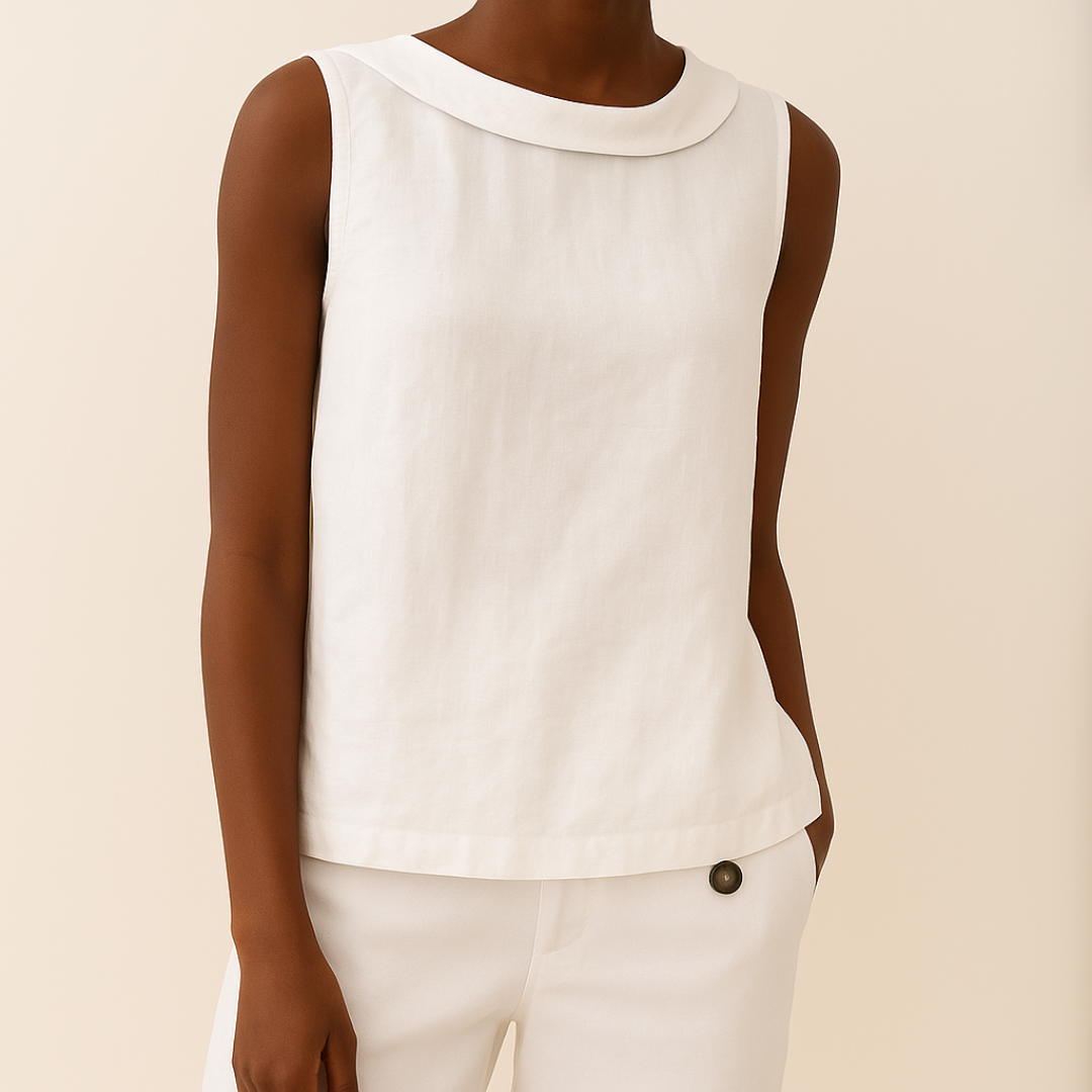Women's Summer Casual Rolled Collar Top | Sleeveless