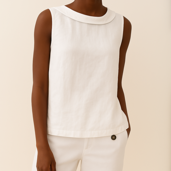 Women's Summer Casual Rolled Collar Top | Sleeveless