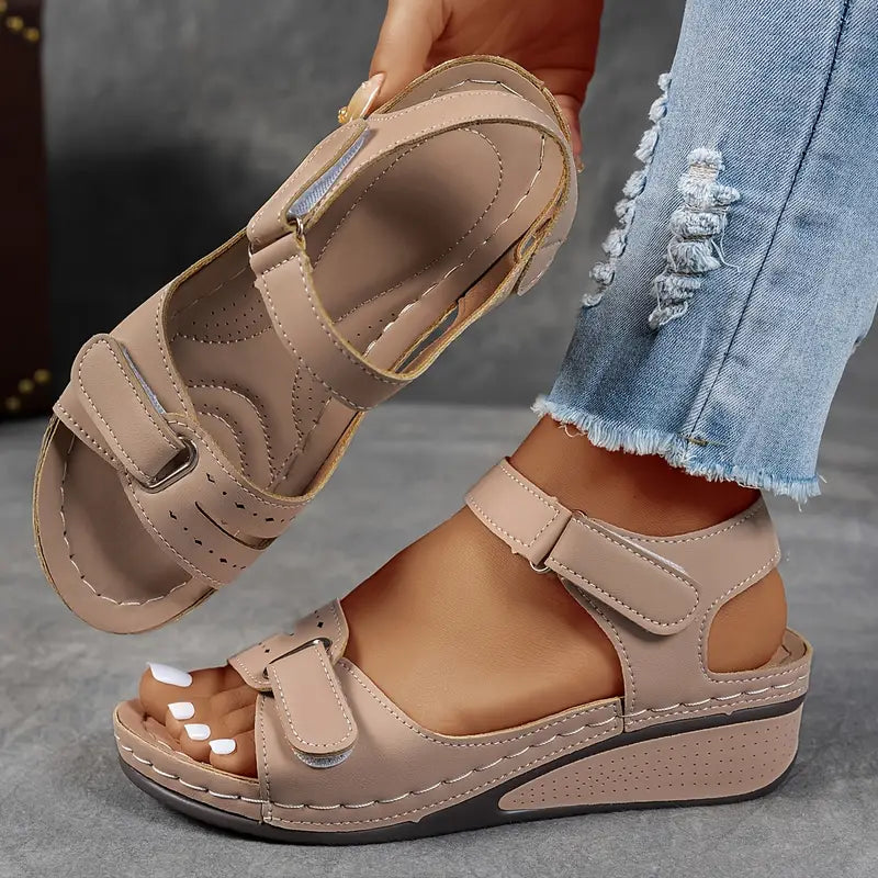Women's Hook and Loop Wedge Heel Sandals | Orthopedic