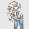 Women's Loose V-Neck Summer Blouse | Long-Sleeve