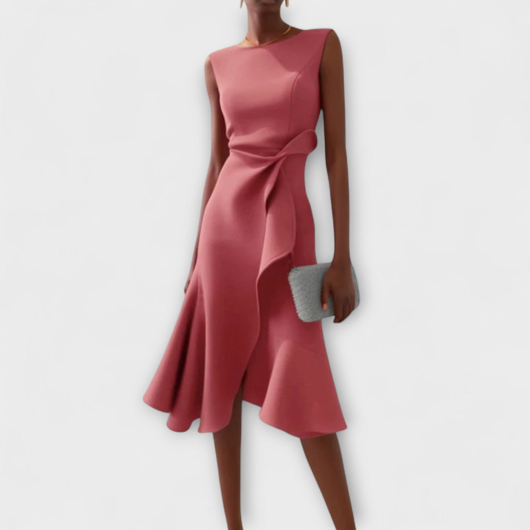 Women's Formal Draped Asymmetric Dress | Midi