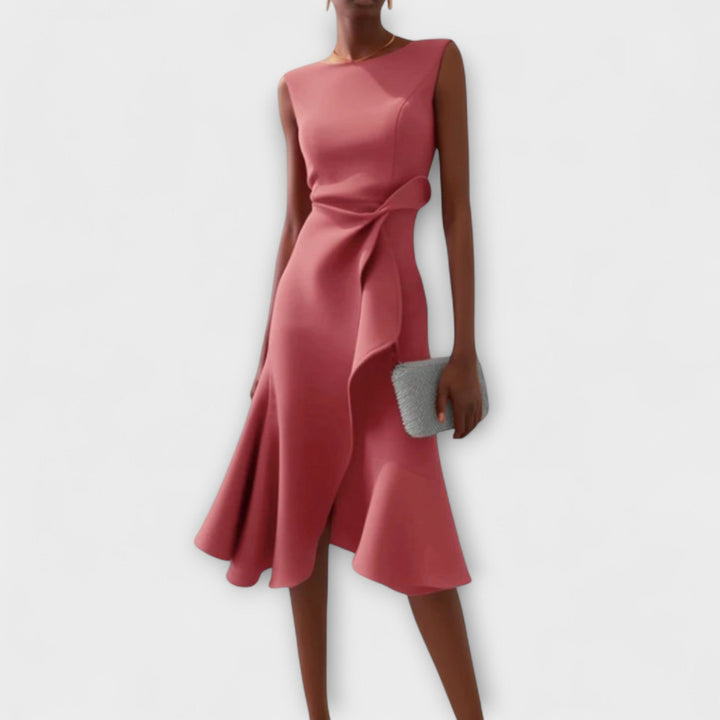 Women's Formal Draped Asymmetric Dress | Midi