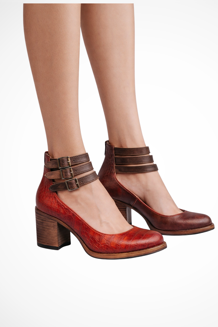 Women’s Strappy Ankle Strap Block Heels | Orthopedic