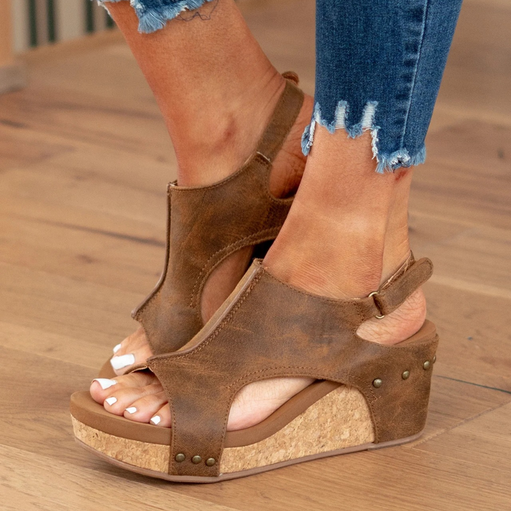 Women's Casual Ankle Strap Hook and Loop Wedge Sandals | Orthopedic