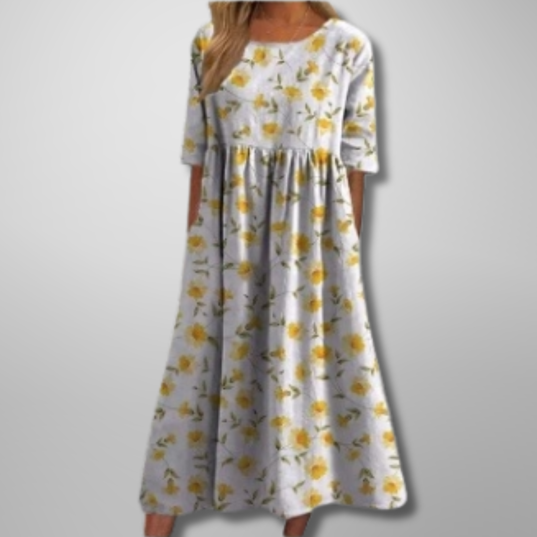 Women's Relaxed Fit Spring Floral Dress | Midi
