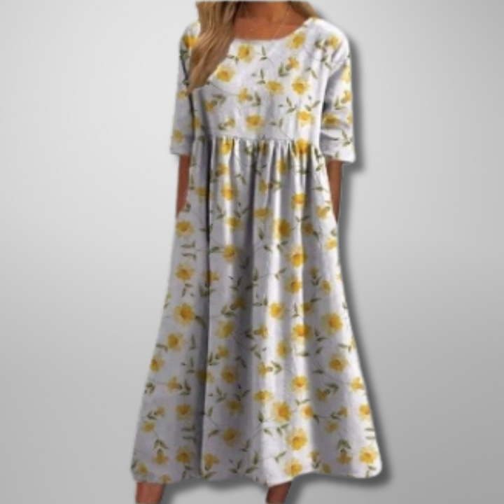 Women's Relaxed Fit Spring Floral Dress | Midi