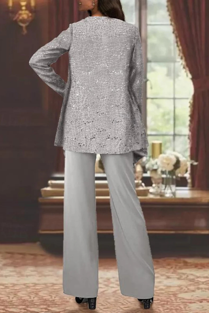Women's Party Jacket and Top and Wide Leg Trouser | Three Piece