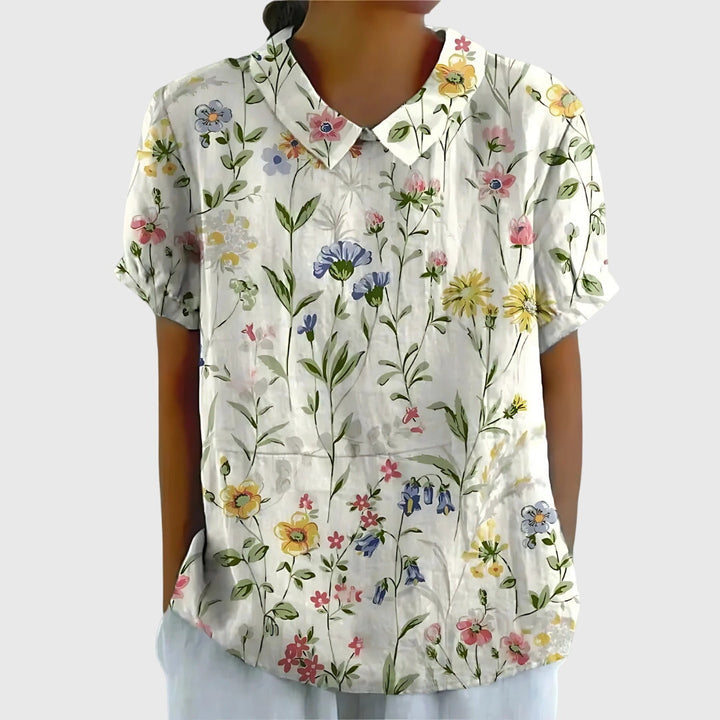 Women's Collared Floral Blouse | Short Sleeve