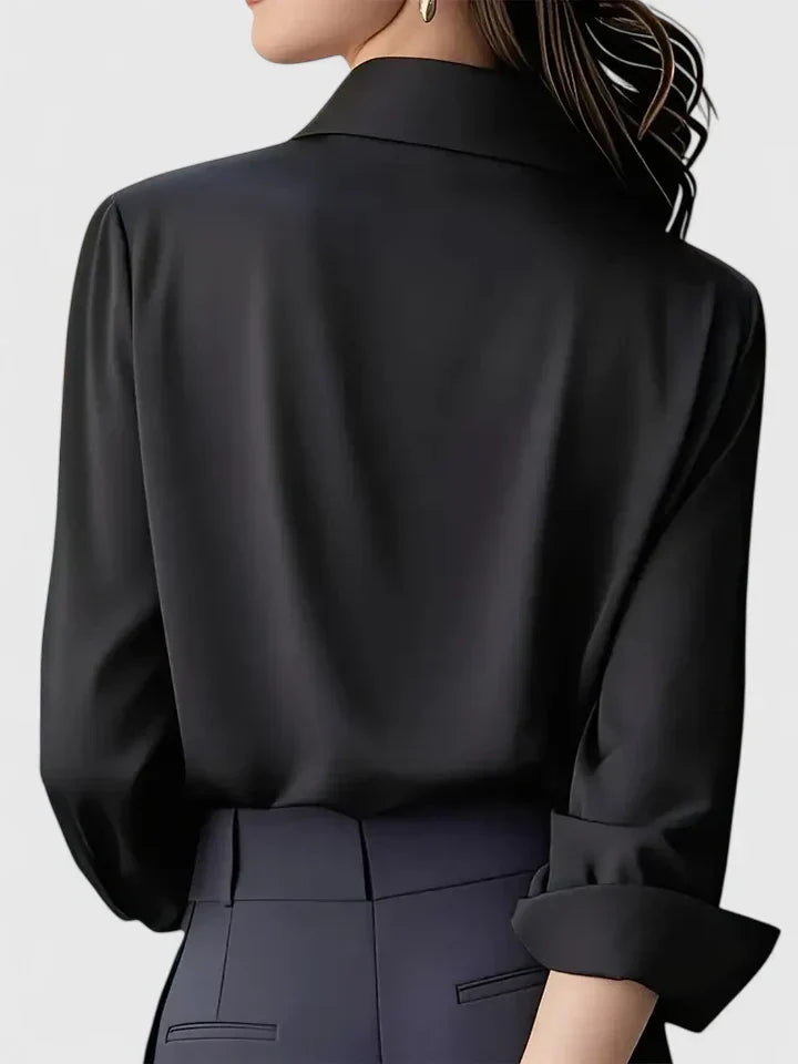 Women's Elegant Collared Work Blouse | Long Sleeve
