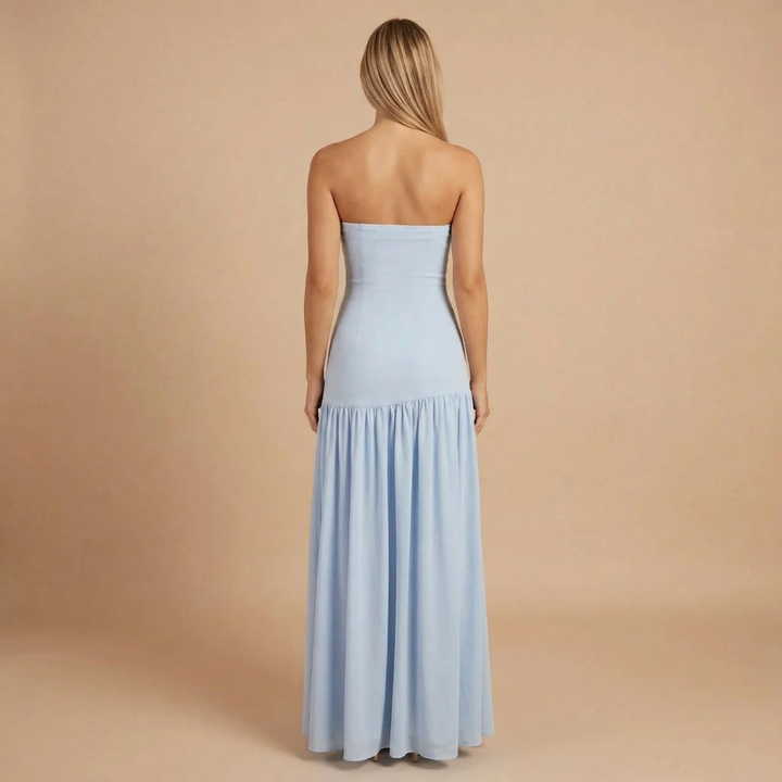 Women's Wedding Guest Strapless Dress With Side Slit | Maxi