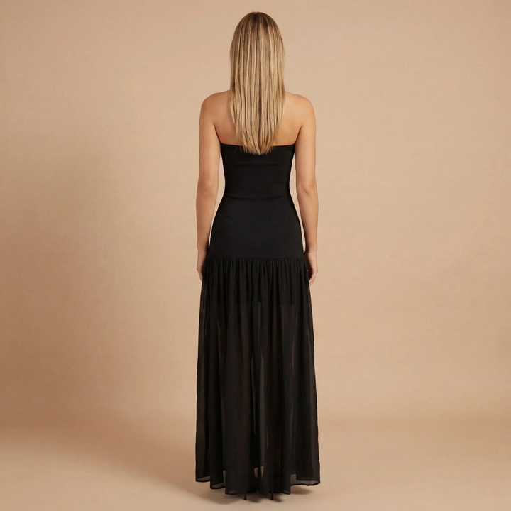 Women's Wedding Guest Strapless Dress With Side Slit | Maxi