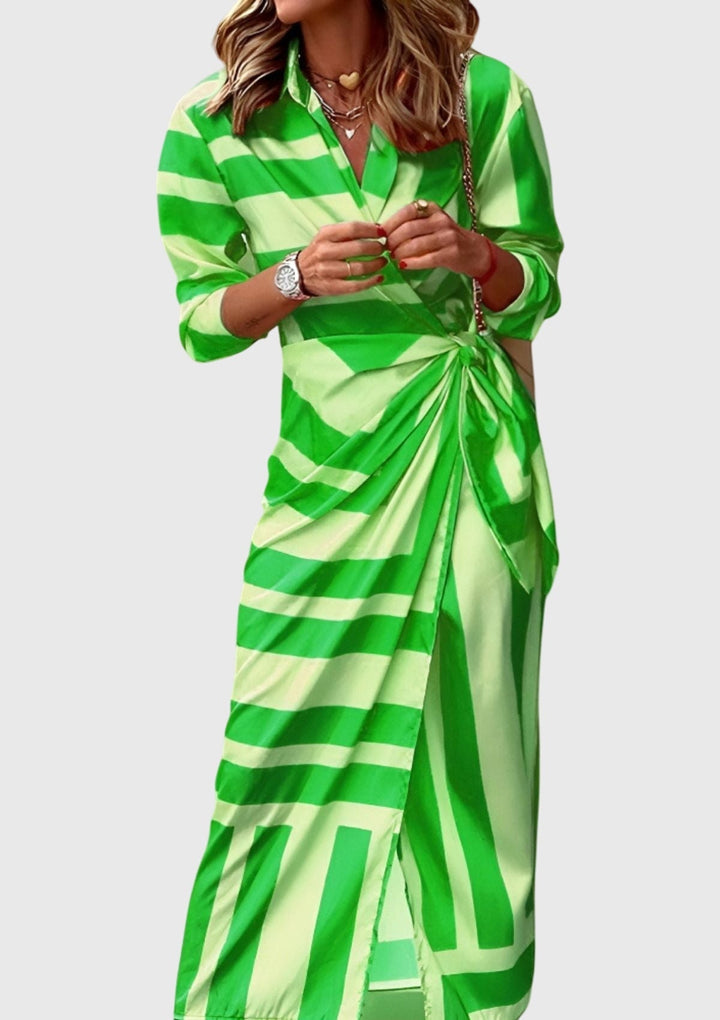 Women's Elegant Colorful Print Wrap Dress | Midi