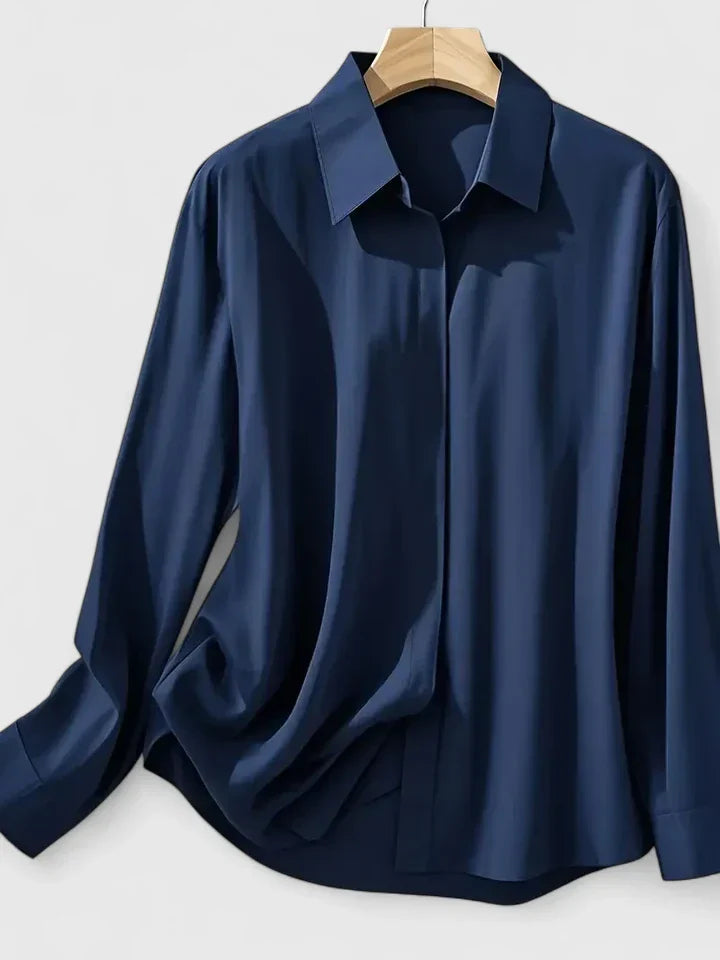 Women's Elegant Collared Work Blouse | Long Sleeve