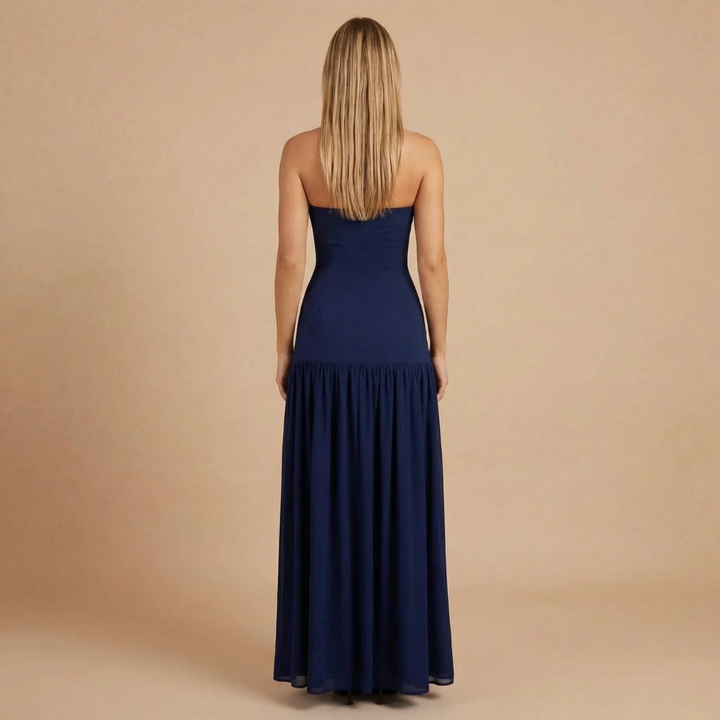 Women's Wedding Guest Strapless Dress With Side Slit | Maxi
