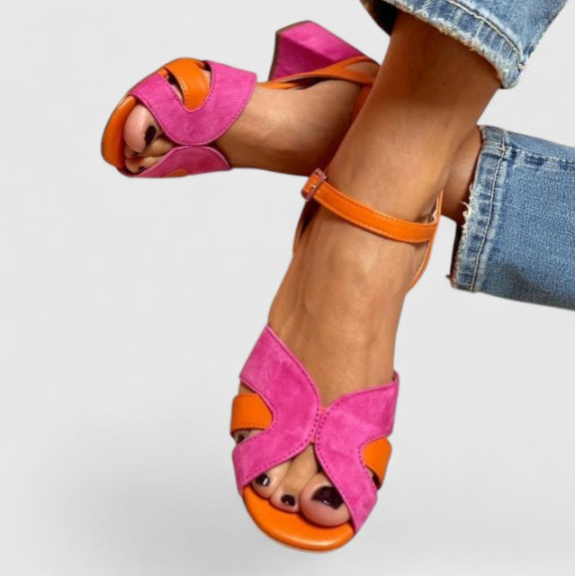Women's Two Tone Block Heel Sandals | Orthopedic