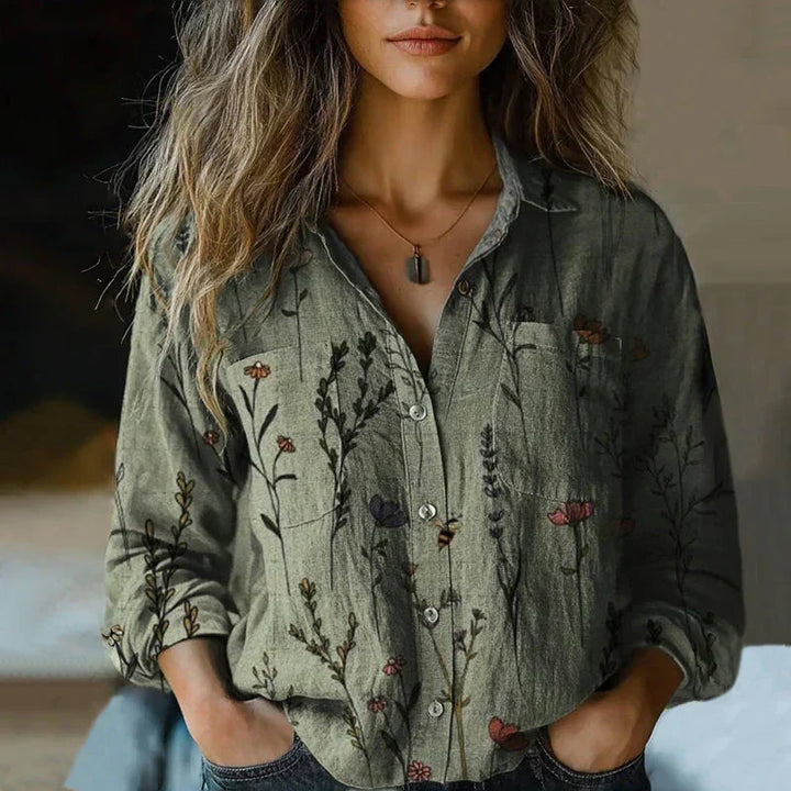 Women's Bohemian Pattern Vintage Blouse | Long Sleeves
