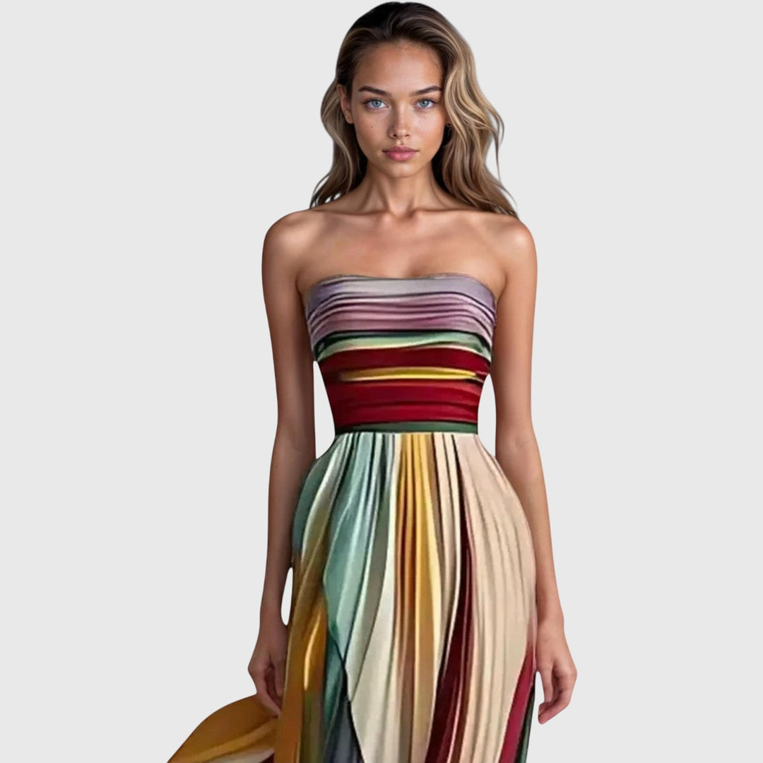 Women's Elegant Pleated Evening Dress | Maxi