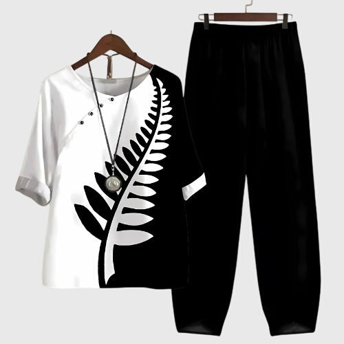 Women's Summer Printed Blouse and Trouser Set | Two Piece