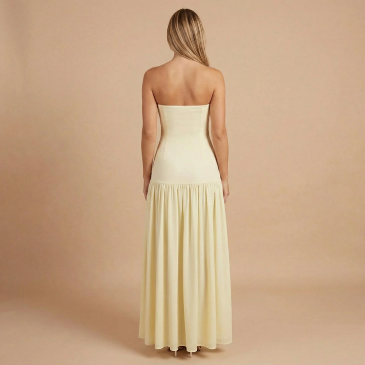 Women's Wedding Guest Strapless Dress With Side Slit | Maxi